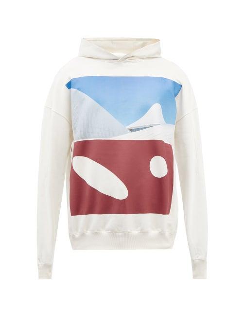 A-cold-wall* - Hemisphere-print Organic-cotton Hooded Sweatshirt - Mens - White