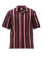 Matchesfashion.com Paul Smith - Cuban-collar Striped Twill Shirt - Mens - Burgundy