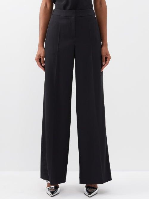Alexander Mcqueen - Wool Grain-de-poudre Flared Trousers - Womens - Black