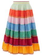 Matchesfashion.com Zimmermann - Riders Rickrack-trim Tiered Skirt - Womens - Multi