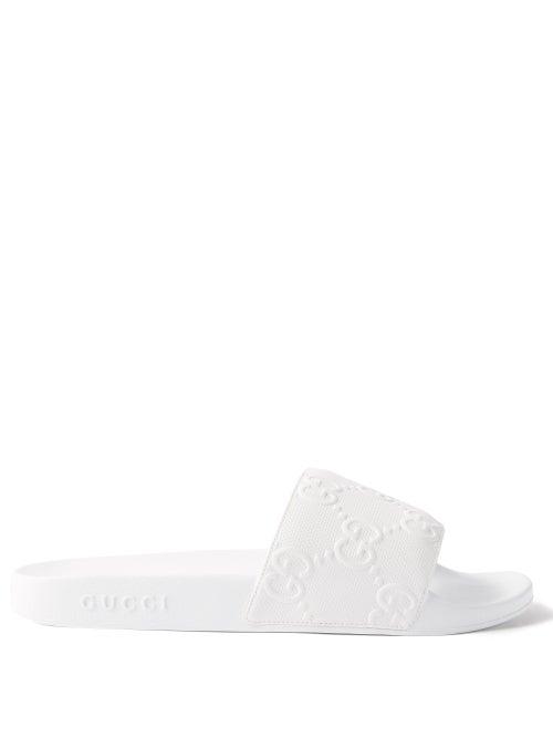 Gucci - Gg-embossed Rubber Slides - Mens - White