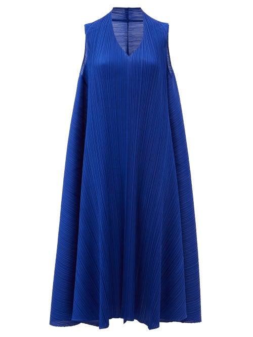 Matchesfashion.com Pleats Please Issey Miyake - Technical-pleated Trapeze Dress - Womens - Blue