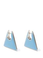 Bottega Veneta - Enamel And Sterling Silver Triangle Earrings - Womens - Blue