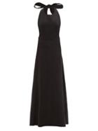 Matchesfashion.com Albus Lumen - Lima Neck-tie Linen Maxi Dress - Womens - Black