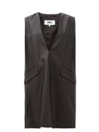 Matchesfashion.com Mm6 Maison Margiela - Leather-effect V-neck Dress - Womens - Black