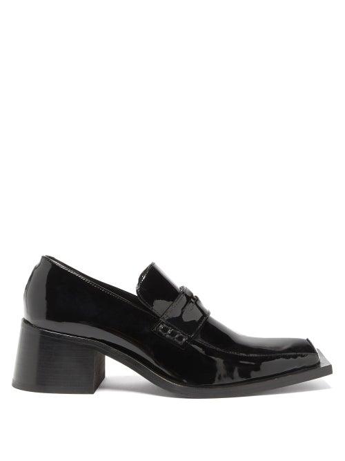 Matchesfashion.com Martine Rose - Bagleys Square-toe Patent-leather Loafers - Womens - Black