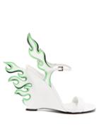 Matchesfashion.com Prada - Flame Patent Leather Sandals - Womens - White