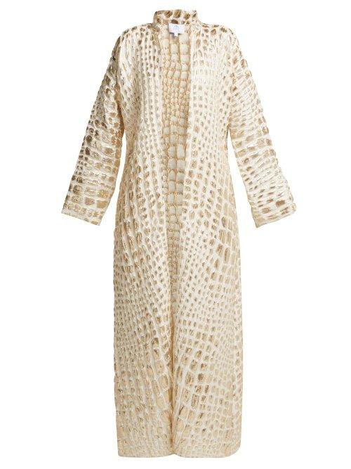 Matchesfashion.com Rebecca De Ravenel - Single Breasted Alligator Print Cloqu Coat - Womens - Ivory