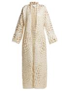 Matchesfashion.com Rebecca De Ravenel - Single Breasted Alligator Print Cloqu Coat - Womens - Ivory