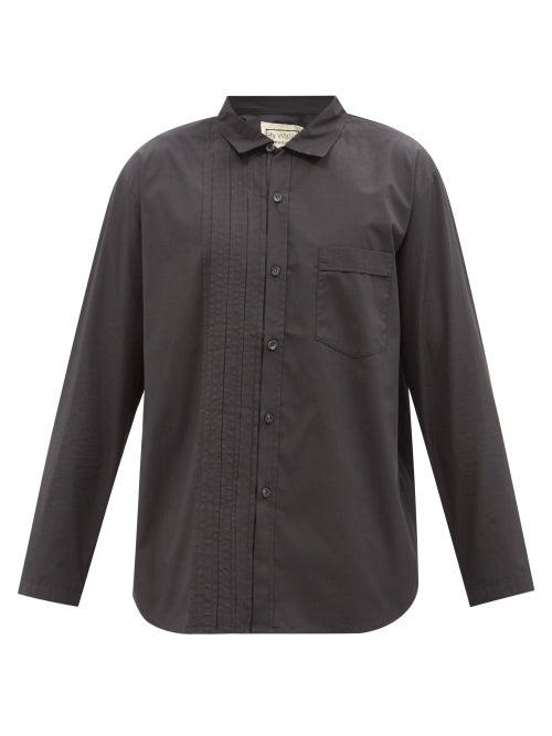 By Walid - Tristan Panelled Cotton-poplin Shirt - Mens - Black