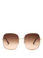 Matchesfashion.com Chlo - Eliz Square Metal Sunglasses - Womens - Brown Gold