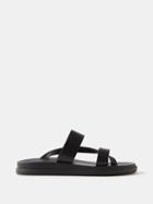 Ancient Greek Sandals - Simos Leather Slides - Mens - Black
