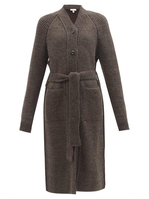 Vaara - Olivia Belted Ribbed-knit Longline Cardigan - Womens - Brown