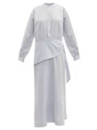 Matchesfashion.com Belize - Anoush Striped Linen Blend Midi Shirtdress - Womens - Blue White