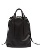 Bonastre - Drawstring Leather Tote Bag - Mens - Black