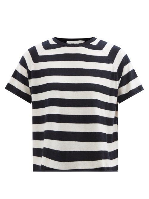 Extreme Cashmere - No.177 Todd Striped Stretch-cashmere T-shirt - Womens - Navy White