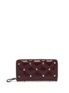 Matchesfashion.com Valentino - Candystud Leather Zip Around Wallet - Womens - Burgundy