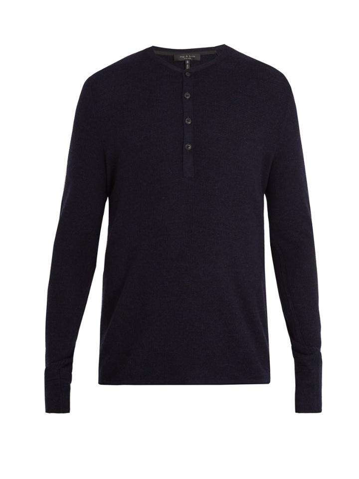 Rag & Bone Giles Ribbed-knit Wool Henley Top