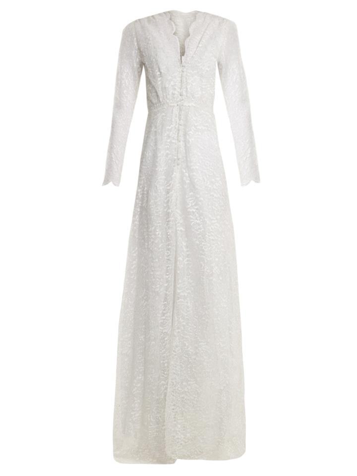 Luisa Beccaria V-neck Floral-lace Gown