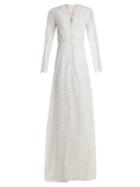 Luisa Beccaria V-neck Floral-lace Gown