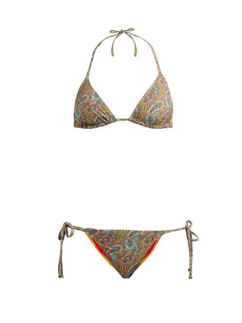 Matchesfashion.com Etro - Paisley Print Bikini Set - Womens - Yellow Multi
