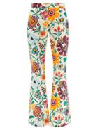Ladies Beachwear La Doublej - Saturday Night Floral-print Cotton-blend Trousers - Womens - White Print