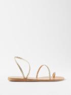 Ancient Greek Sandals - Eleftheria Braided-leather Flat Sandals - Womens - Gold