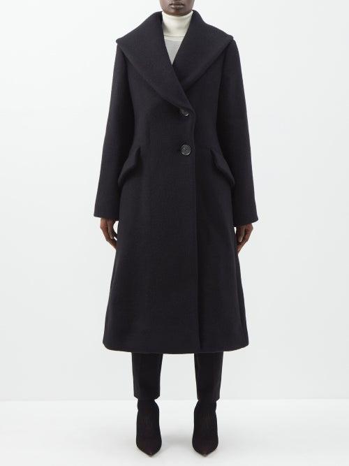 Proenza Schouler - Extended Shawl-collar Wool-blend Coat - Womens - Black
