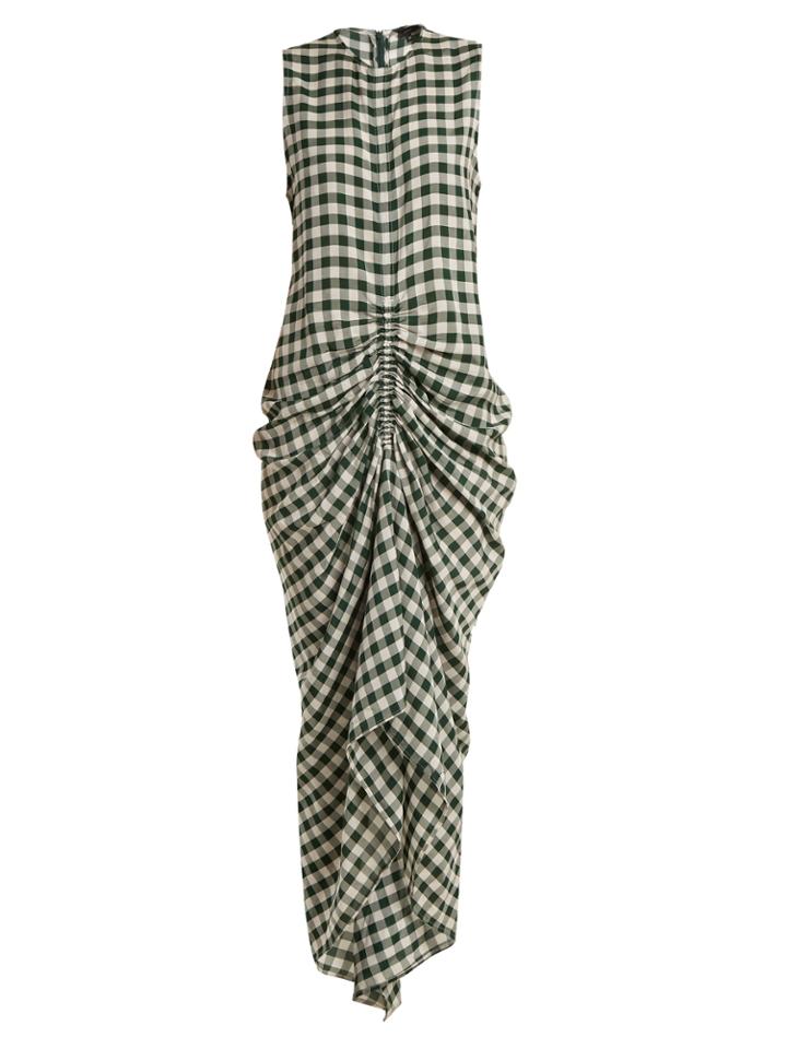 Joseph Zadie Sleeveless Ruched Gingham Dress