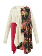 Junya Watanabe - Cutout Wool, Pliss And Printed-crepe Sweater - Womens - Cream Multi