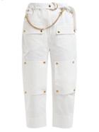Matchesfashion.com Symonds Pearmain - Chain Embellished Cotton Cargo Trousers - Womens - White