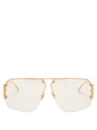 Matchesfashion.com Bottega Veneta - Aviator Metal Sunglasses - Womens - Gold