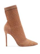 Matchesfashion.com Gianvito Rossi - Pizzo Crystal Embellished Stretch Lace Ankle Boots - Womens - Nude