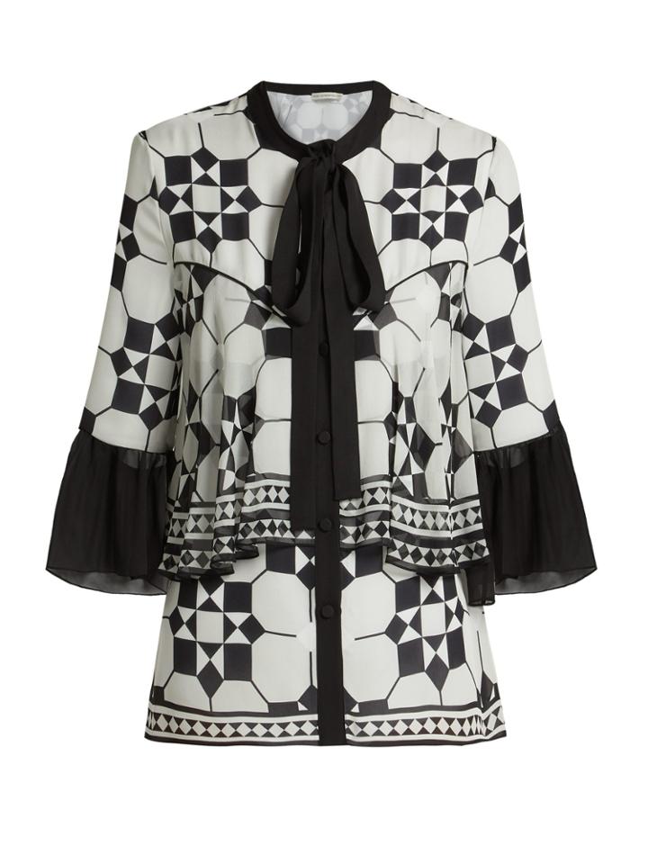 Mary Katrantzou Milana Tile-print Silk-georgette Top