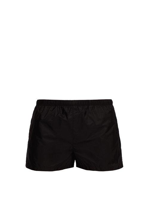Matchesfashion.com Prada - Elasticated Waist Nylon Swim Shorts - Mens - Black