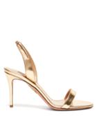 Matchesfashion.com Aquazzura - So Nude 85 Mirrored Leather Slingback Sandals - Womens - Gold