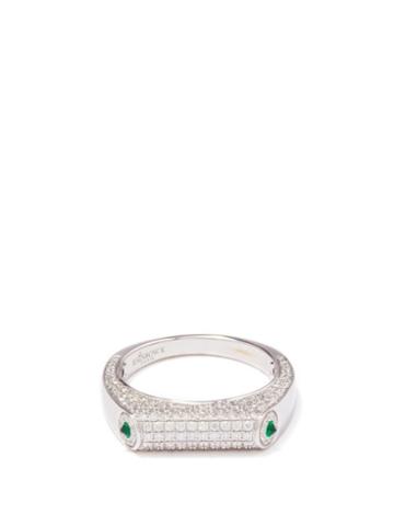 Rainbow K - Grace Diamond, Emerald & 14kt White-gold Ring - Womens - White Gold
