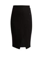 Matchesfashion.com Cefinn - Buttoned Ponte Pencil Skirt - Womens - Black