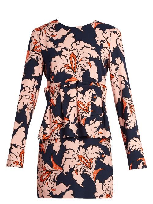 Msgm Ruffled Floral-print Crepe Dress