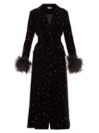 Matchesfashion.com Miu Miu - Crystal Single Breasted Velvet Evening Coat - Womens - Black