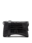 Balenciaga - Hourglass Soft Xs Crocodile-effect Leather Bag - Womens - Black