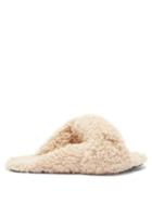 Balenciaga - Drapy Knotted Faux-shearling Sandals - Womens - Beige