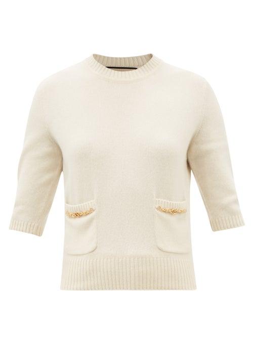 Gucci - Chain-embellished Cashmere Sweater - Womens - Ivory
