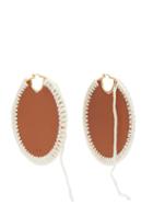 Matchesfashion.com Loewe - Macram Stitched Leather Earrings - Womens - Tan