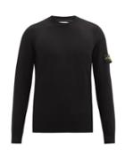 Mens Rtw Stone Island - Logo-patch Cotton-jersey Sweatshirt - Mens - Black
