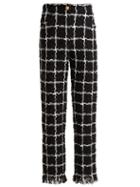 Matchesfashion.com Balmain - High Rise Checked Tweed Trousers - Womens - Black White
