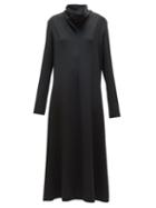 Matchesfashion.com The Row - Barbara Funnel Neck Crepe Midi Dress - Womens - Black