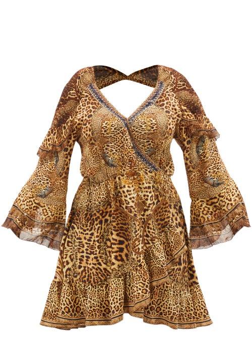 Matchesfashion.com Camilla - Lady Lodge Leopard-print Silk Mini Dress - Womens - Leopard