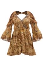 Matchesfashion.com Camilla - Lady Lodge Leopard-print Silk Mini Dress - Womens - Leopard