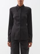 Raey - Fitted Silk-satin Shirt - Womens - Black